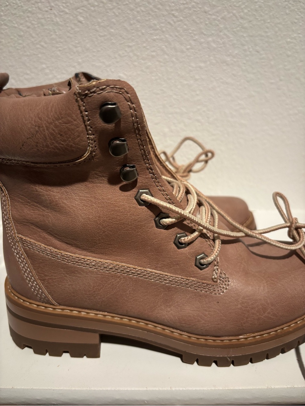 Madden Girl Lace-Up Tan Combat Ankle Boots